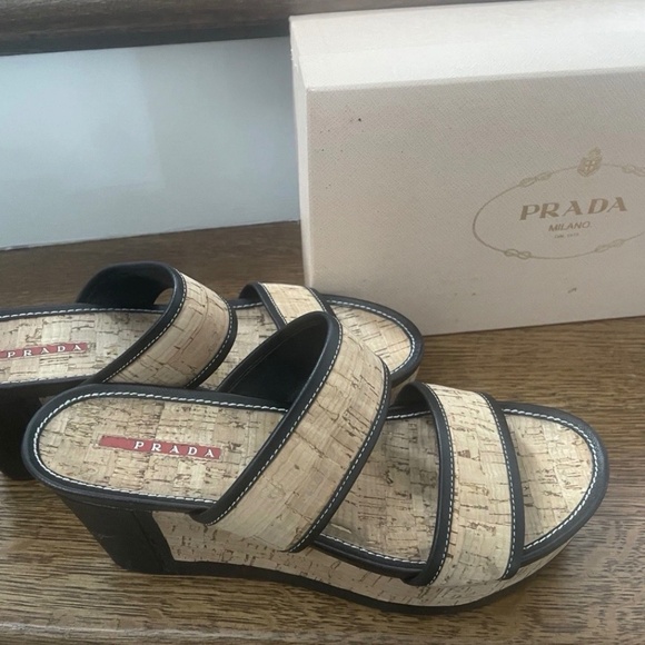 Prada Women’s Wedge Sandals Size 39 - Picture 1 of 2